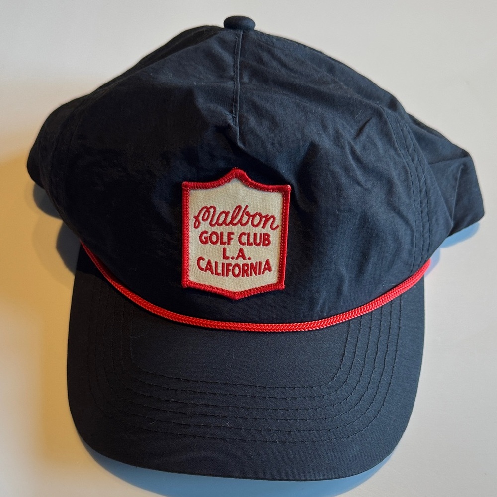 Black Malbon Golf Club Cap with Red Trim